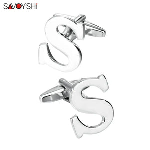 Silver Plated Letter S Cufflinks For Mens Shirt Accessories