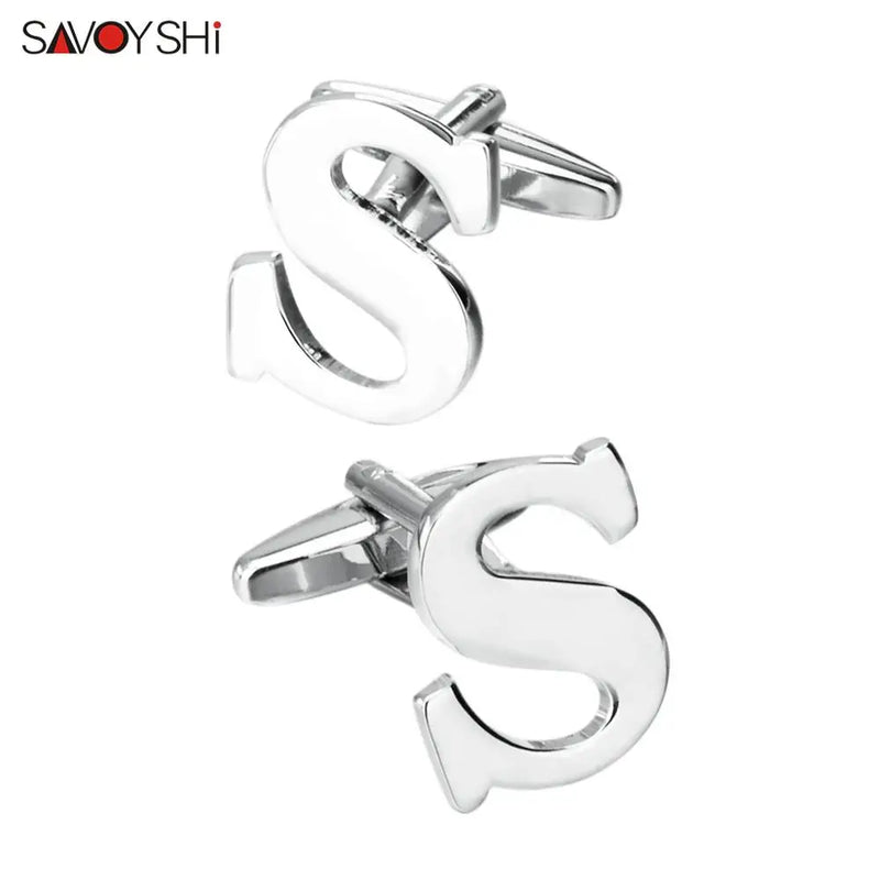 Silver Plated Letter S Cufflinks For Mens Shirt Accessories