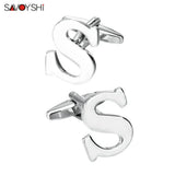 Silver Plated Letter S Cufflinks For Mens Shirt Accessories