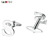 Silver Plated Letter S Cufflinks For Mens Shirt Accessories