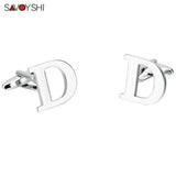 Silver 26 Letters Cufflinks for Mens Shirt High Jewelry Husband Gift