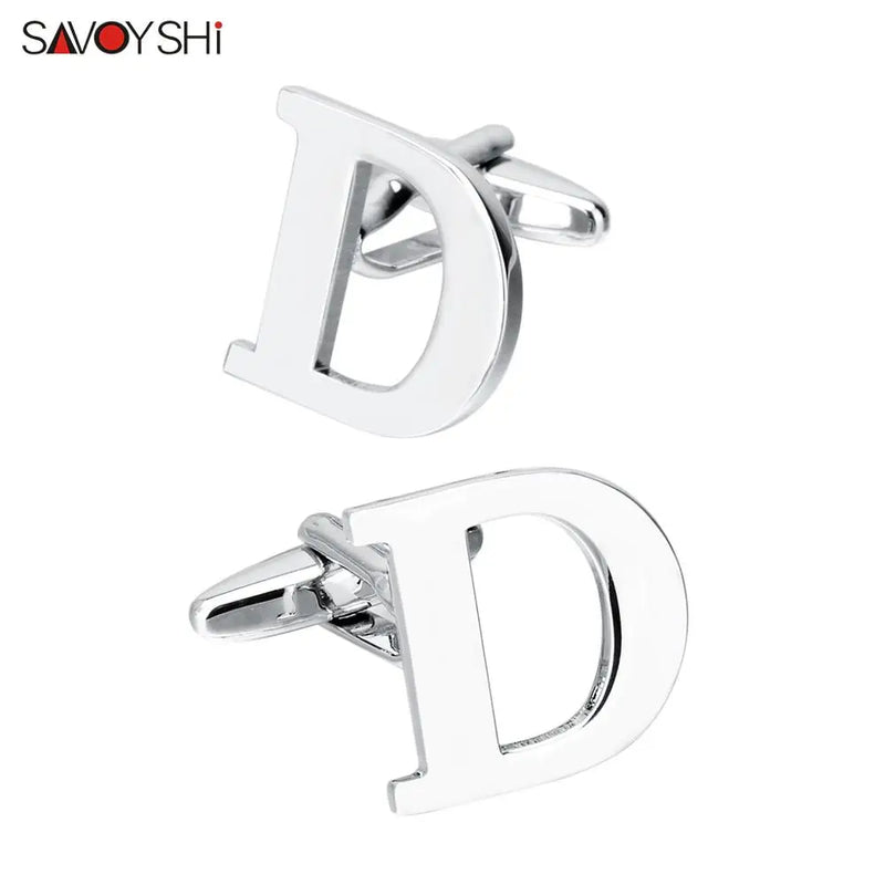 Silver 26 Letters Cufflinks for Mens Shirt High Jewelry Husband Gift