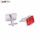 Red Enamel Cufflinks for Men Business Gift