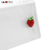 Red Enamel Strawberry Cufflinks for Men's Shirts