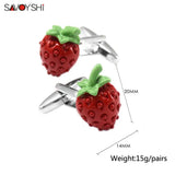 Red Enamel Strawberry Cufflinks for Men's Shirts