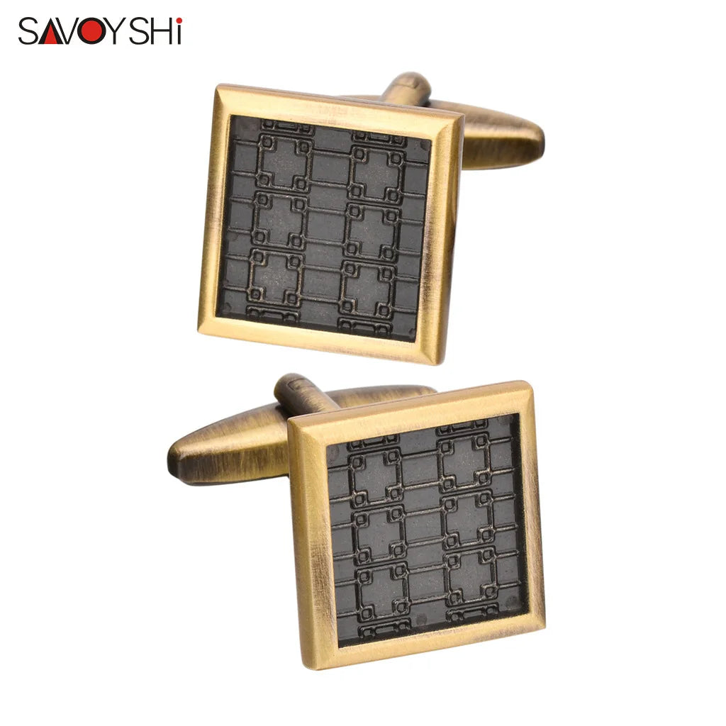 Vintage Bronze Square Cufflinks Men's Jewelry