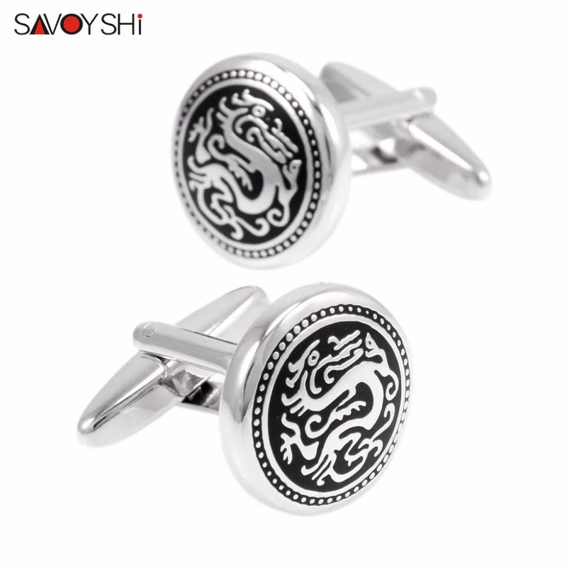 Vintage Dragon Cufflinks for Mens High Cuff Enamel Cufflink Jewelry