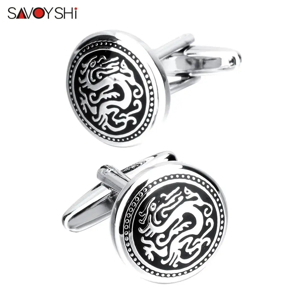 Vintage Dragon Cufflinks for Mens High Cuff Enamel Cufflink Jewelry