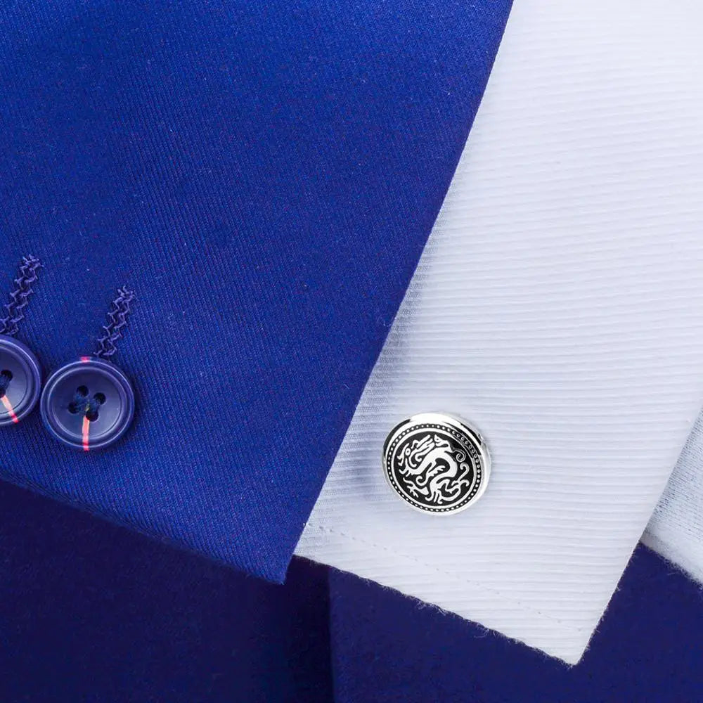 Vintage Dragon Cufflinks for Mens High Cuff Enamel Cufflink Jewelry
