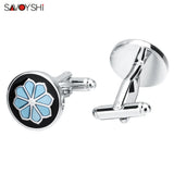 Vintage Flower Pattern Cufflinks Mens Shirts Accessories Coloful Art Enamel Jewe