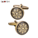 Vintage Round Bronze Cufflinks For Men Metal Copper Cuff links