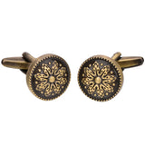 Vintage Round Bronze Cufflinks For Men Metal Copper Cuff links
