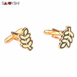 Vintage Wheat Leaf Cufflinks for Men Shirt High Cuff Links Wedding Gift
