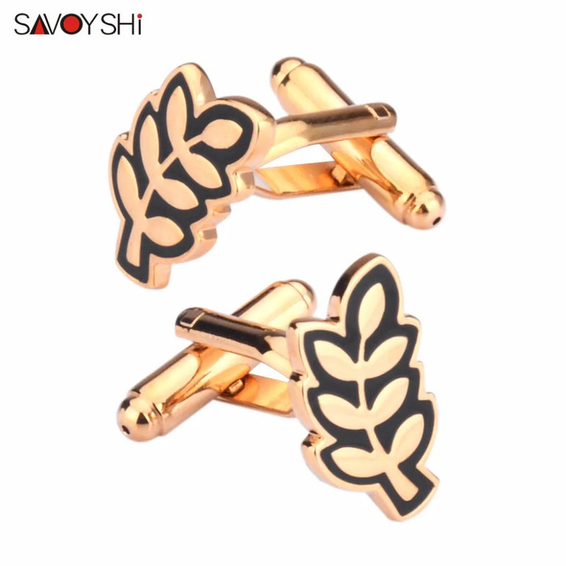 Vintage Wheat Leaf Cufflinks for Men Shirt High Cuff Links Wedding Gift
