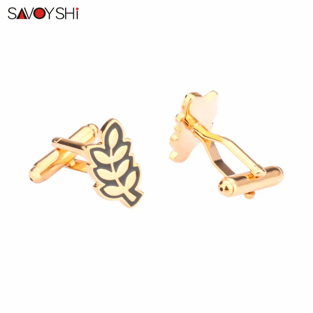 Vintage Wheat Leaf Cufflinks for Men Shirt High Cuff Links Wedding Gift