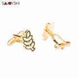 Vintage Wheat Leaf Cufflinks for Men Shirt High Cuff Links Wedding Gift