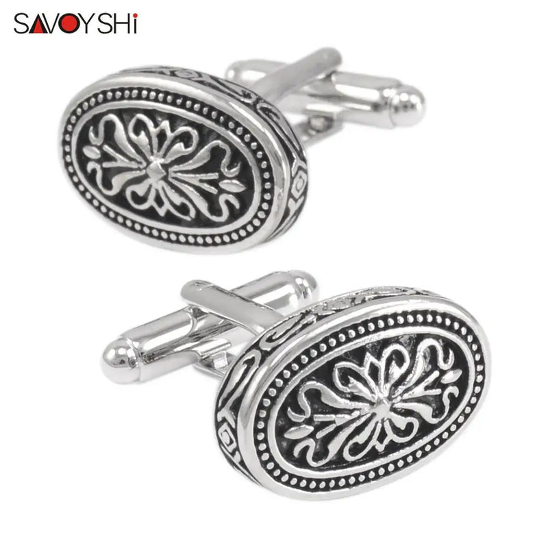 Vintage Enamel Cufflinks for Men Carving Name