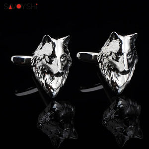 Wolf Head Cufflinks for Mens Shirt - High Novelty Silver Animal Jewelry