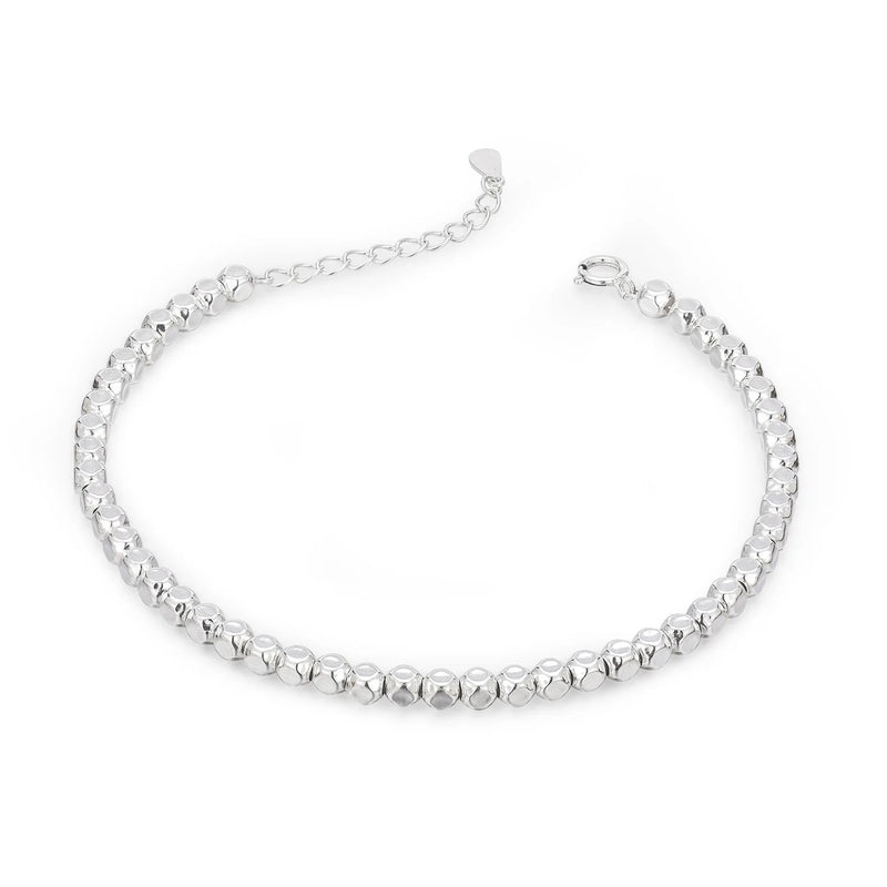 Silver Tennis Charm Bracelet with Cubic Zirconia Chain