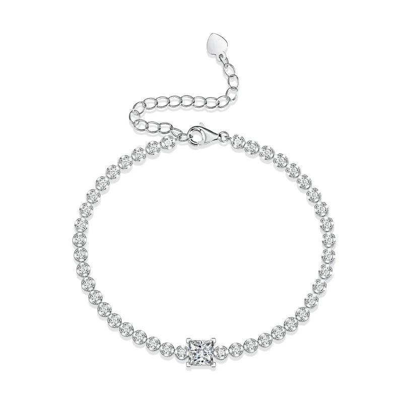 SB11 Silver Rainbow Zircon Chain Bracelet for Women