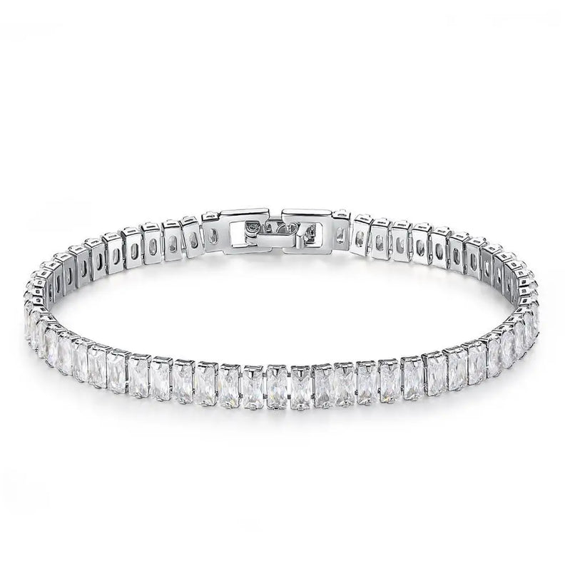 SB12 Crystal Heart Chain Bracelet Rhinestone Bangle Wedding Bridal Jewelry