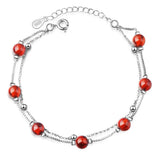 Crystal Beaded Bracelet Stainless Steel Thin Chain