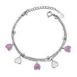 Crystal Beaded Bracelet Stainless Steel Thin Chain