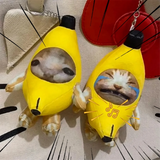 Banana Cat Plush Keychain with Sound, Funny Pendant for Kids
