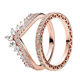 Princess Love Heart Rings Set Zircon Wedding Engagement