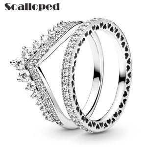 Princess Love Heart Rings Set Zircon Wedding Engagement