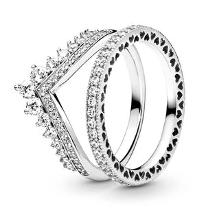 Princess Love Heart Rings Set Zircon Wedding Engagement