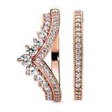 Princess Love Heart Rings Set Zircon Wedding Engagement