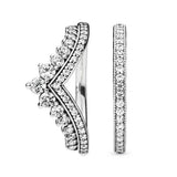 Princess Love Heart Rings Set Zircon Wedding Engagement