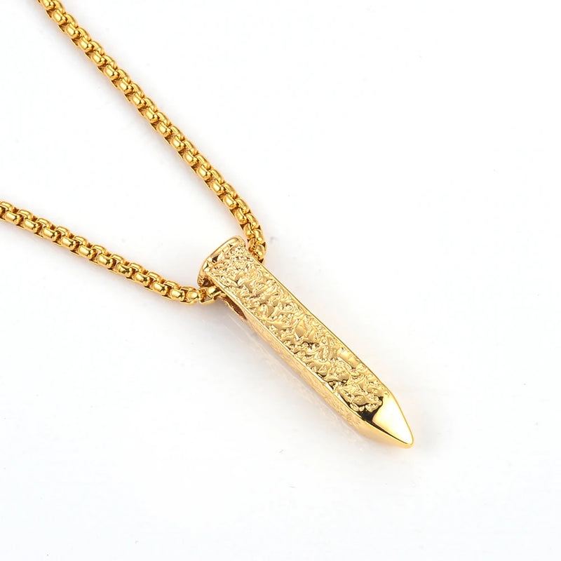 Men's Bullet Pendant Necklace with Cuban Chain
