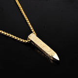 Men's Bullet Pendant Necklace with Cuban Chain