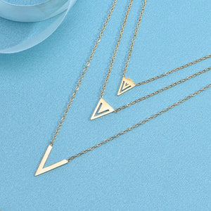 V Letter Long Necklace 3 Chains Sets For Women High Charm Lady Jewelry