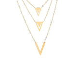 V Letter Long Necklace 3 Chains Sets For Women High Charm Lady Jewelry