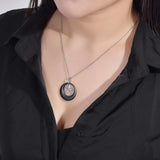 Moon Shape Ceramic Choker Necklace with Crystal Pendants
