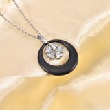 Moon Shape Ceramic Choker Necklace with Crystal Pendants