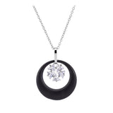 Moon Shape Ceramic Choker Necklace with Crystal Pendants