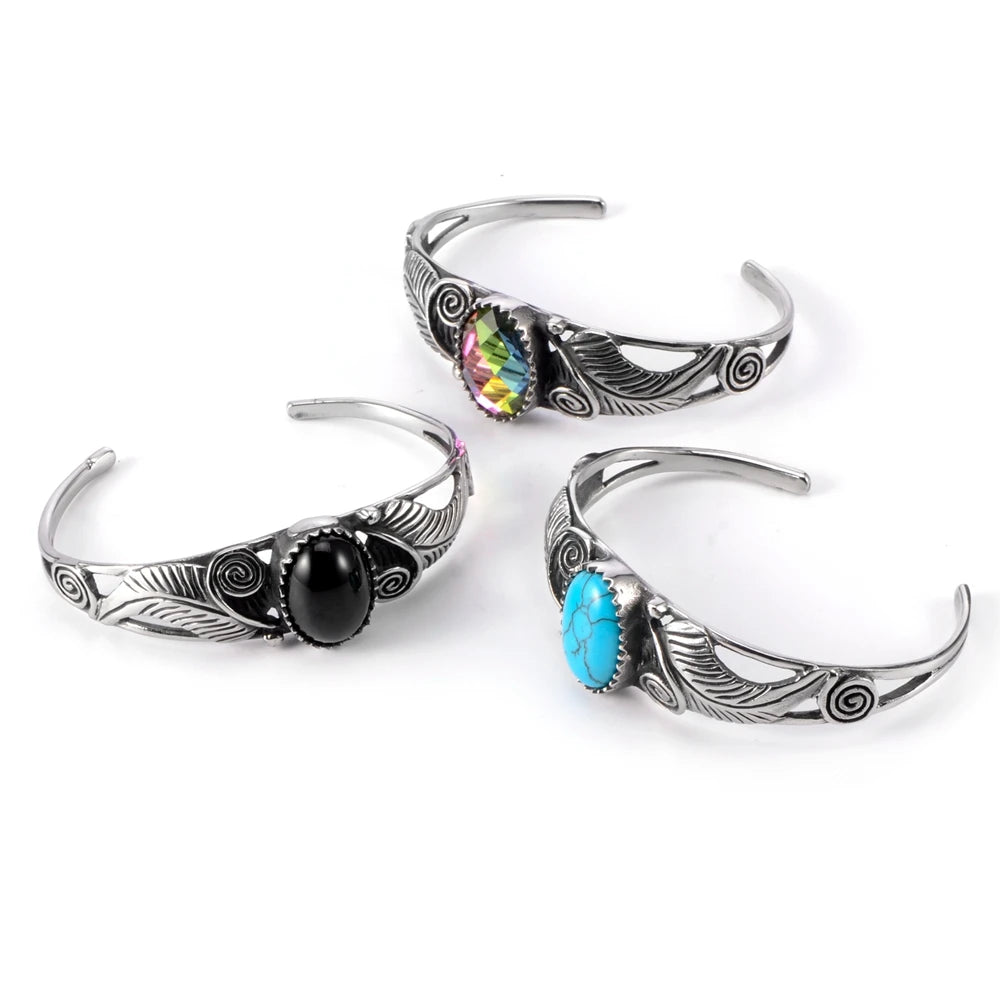Vintage Women's Stainless Steel Wrist Cuff Bracelet