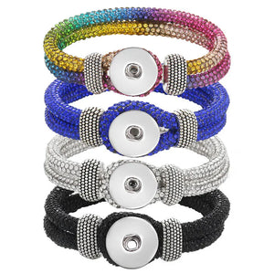 Rhinestone Leather Bracelets Snap Jewelry Gift