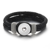 Rhinestone Leather Bracelets Snap Jewelry Gift