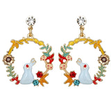 Animal Rhinestone Stud Earrings Cartoon Metal Charms Statement Earring