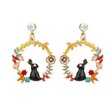 Cartoon Animal Rhinestone Stud Earrings for Women