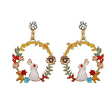 Cartoon Animal Rhinestone Stud Earrings for Women