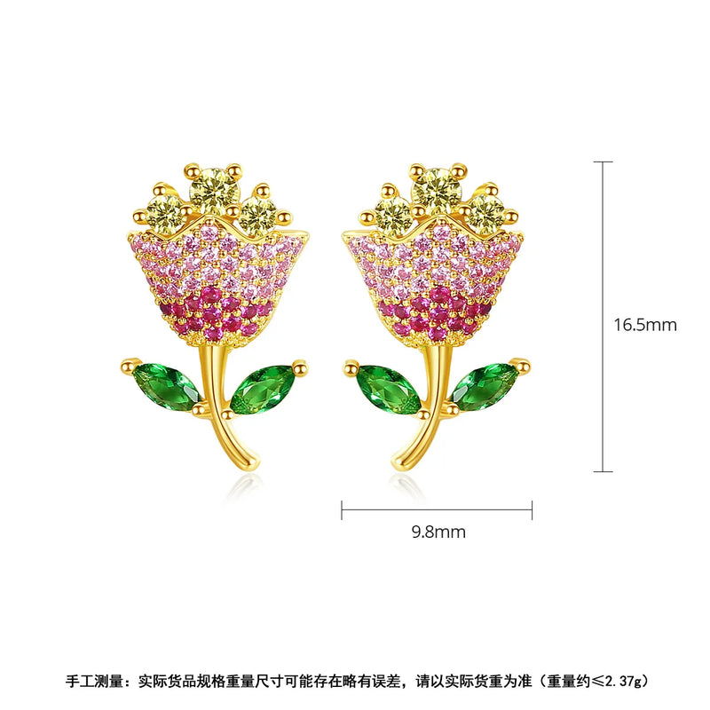 SE15 Temperament Flower Earrings Female Fairy