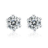 Vintage Silver Crystal Round Stud Earrings Zircon Stone Earrings
