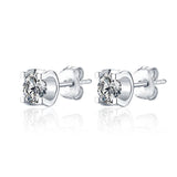 Vintage Silver Crystal Round Stud Earrings Zircon Stone Earrings