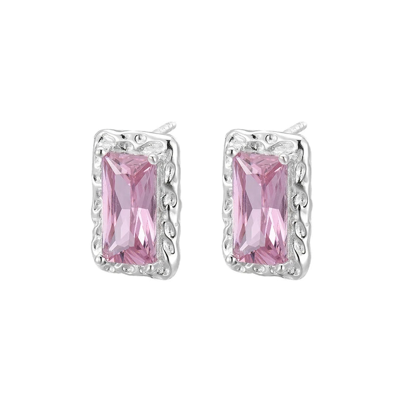 SE2 Pink Sapphire Sterling Silver Earrings Gemstone Fine Jewelry
